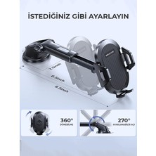Erdineks Araba Oto Araç Içi Ayarlanabilir Jel Vantuzlu Cam ve Torpido Uzayan Telefon Tutucu