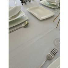 Zeren Home Assos Premium Dertsiz Masa Örtüsü Beyaz + 6 Peçete