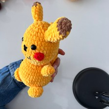 Marifetli Tığım Amigurumi Örgü Kadife Pilachu Oyuncak / Elişi Oyuncak / Uyku Arkadaşı