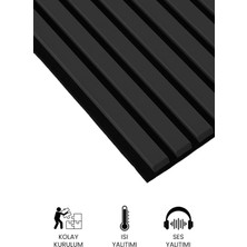Mega Akustik Ahşap Duvar Paneli Taş Gri 60X280 cm - 1.sınıf Mdf & Keçe | Ses ve Isı Yalıtımı