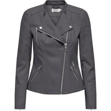 Onlava Faux Leather Bıker Otw Noos Antrasit