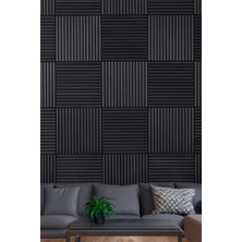 Pro Akustik Ahşap Duvar Paneli Antrasit 30X60 cm - Kompozit & Keçe | Ses ve Isı Yalıtımı