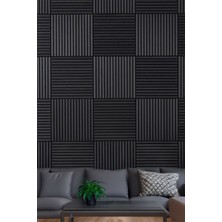 Pro Akustik Ahşap Duvar Paneli Antrasit 30X60 cm - Kompozit & Keçe | Ses ve Isı Yalıtımı