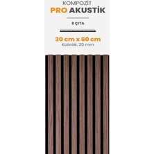 Pro Akustik Ahşap Duvar Paneli Doğal Ceviz 30X60 cm - Kompozit & Keçe | Ses ve Isı Yalıtımı