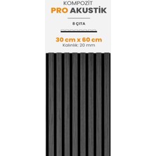 6 Adet Pro Akustik Ahşap Duvar Paneli Antrasit 30X60 cm - Kompozit & Keçe | Ses ve Isı Yalıtımı