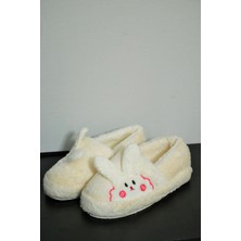 Bright Ev Terliği Kaymaz Taban Ev Ayakkabısı Peluş Yünlü Tavşan Figürlü Ev Bilek Panduf