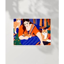 Vogloo Çerçevesiz Poster Kedi Sevginin Sıcaklığı