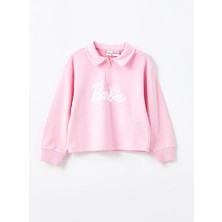LC Waikiki Kids Pembe Leylak Polo Yaka Barbie Baskılı Kız Çocuk Eşofman Takım
