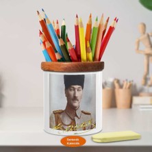 Asilmeydan Üniformalı Mustafa Kemal Atatürk Ahşap Seramik Kalemlik-14