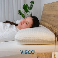 Visco Sleep Visco Yastık Ergonomik Yastık Uzun Klasik Yastık Norma Doğal Viskon Kılıflı Yastık 80x40x12  cm
