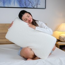 Visco Sleep Visco Yastık Ergonomik Yastık Uzun Klasik Yastık Norma Doğal Viskon Kılıflı Yastık 80x40x12  cm