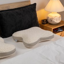 Visco Sleep Visco Yastık Kelebek Yastık Ergonomik Yastık Papillon Ortopedik Doğal Keten Kılıflı Yastık 45x50x15  cm