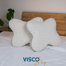 Visco Sleep Visco Yastık Kelebek Yastık Ergonomik Yastık Papillon Ortopedik Doğal Keten Kılıflı Yastık 45x50x15  cm