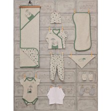 Erkek Bebek Yeşil Yağmurda Ayıcık Zıbın Seti 10 Parça