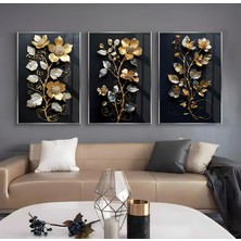 Emya Home Metal Çerçeveli Canlı Çiçekler Cam Tablo