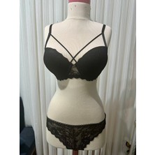 Fitsee Dantelli Dolgulu Push Up Tek Ip Detaylı Şık Sütyen Takım