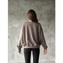 Tua Moda Osy Modal Yumuşak Dokulu Kumaş Bisiklet Yaka Oversize Sweatshirt - Gri