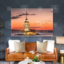 Kız Kulesi Istanbulun Simgesi Manzara Akşamüstü Yatay Kanvas Tablo