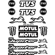 Poyraz Tvs Jüpiter Tasarımlı Ekipman Kask Motosiklet Sticker Seti 04