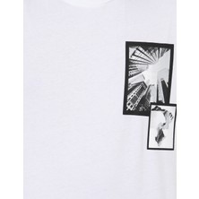 Pierre Cardin Erkek Beyaz Comfort Baskılı Bisiklet Yaka Tişört 50253983-VR013