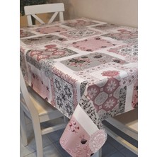 Başak Ev Tekstili Elyaflı Pvc Muşamba - Desenli Silinebilir Masa Örtüsü ( Pembe )
