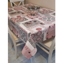 Başak Ev Tekstili Elyaflı Pvc Muşamba - Desenli Silinebilir Masa Örtüsü ( Pembe )