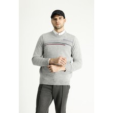 Bisiklet Yaka Regular Fit Desenli Triko Kazak