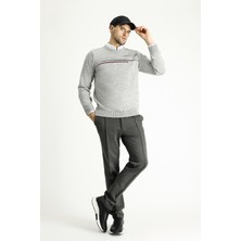Bisiklet Yaka Regular Fit Desenli Triko Kazak
