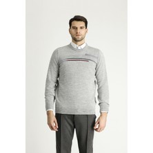 Bisiklet Yaka Regular Fit Desenli Triko Kazak