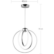 NZL Lighting Üçlü Dekoratif Üç Renkli Krom Sarkıt Ledli Oturma Odası Avize ve Salon Ledli Avize
