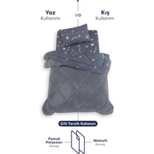 Formeya Tek Kişilik Çarşaflı Astronot Desenli Çift Taraflı Wellsoft Uyku Seti (Yorgan+Çarşaf+Yastık Kılıfı)
