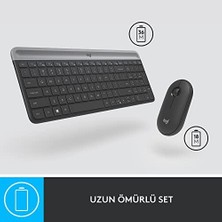 MK470 Slim Kablosuz Klavye Mouse Seti, 12 Fn Kısayolu ile Kompakt Klavye, Sağ ve Sol Elle Kullanılabilir, 10 M Kullanım Mesafesi, Sessiz, Türkçe Q Klavye, Siyah