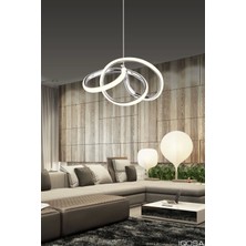 NZL Lighting Modern Lu x ury Kıvrımlı Üç Renkli Krom Sarkıt Ledli Oturma Odası Avize ve Salon Ledli Avize