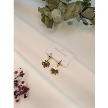 Luna Jewelry Kadın Gold Renk Yaprak Model 316 L Çelik Küpe
