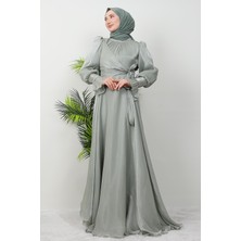 Giza Store Fiyonk Detay Ipek Abiye Gece Mavi