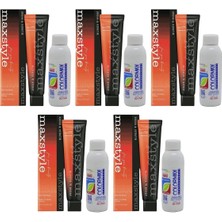 Maxstyle A2795 Argan Keratin 2025/07.44 Yoğun Bakır 60 ml 5 Ad Saç Boyası + 5 Ad 90 ml Oksidan Set