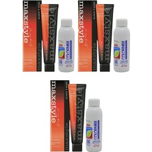 Maxstyle A2793 Argan Keratin 2025/07.44 Yoğun Bakır 60 ml 3 Ad Saç Boyası + 3 Ad 90 ml Oksidan Set