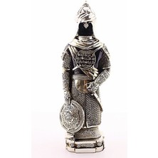 3 Boyut Büyük Boy 32 cm  Zırhlı Cevşen Ayetli Asker Gümüş Biblo Polyester Üzerine Metal Kaplama Biblo