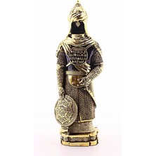 3 Boyutlu Küçük Boy 24 cm Zırhlı Cevşen Ayetli Asker Gold Biblo Polyester Üzerine Metal Kaplama Biblo