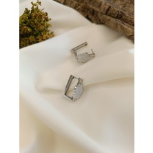 Luna Jewelry Kadın Gümüş Renk Sedefli Mineli Çiçek Model 316 L Çelik Küpe