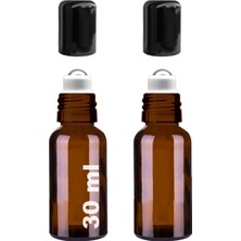 Afracam 30 Ml Çelik Roll On Şişesi 30 Cc Sızdırmaz Siyah Kapaklı Amber Cam Şişe 2 Adet