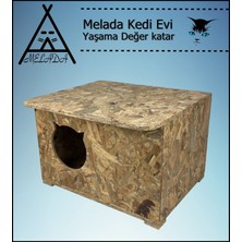 Melada Kedi Evi Dış Ortam Uygun Ahşap Kedi Evi Osb 60X45X40 cm