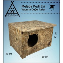 Melada Kedi Evi Dış Ortam Uygun Ahşap Kedi Evi Osb 60X45X40 cm