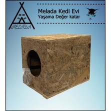 Melada Mobilya Kedi Evi Dış Ortam Uygun Ahşap Kedi Evi Osb 34x32x26 cm