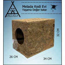 Melada Mobilya Kedi Evi Dış Ortam Uygun Ahşap Kedi Evi Osb 34x32x26 cm