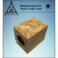 Melada Mobilya Kedi Evi Dış Ortam Uygun Ahşap Kedi Evi Osb 34x32x26 cm