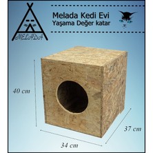 Melada Mobilya Kedi Evi Dış Ortam Uygun Ahşap Kedi Evi Osb 40x37x34 cm