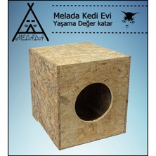 Melada Mobilya Kedi Evi Dış Ortam Uygun Ahşap Kedi Evi Osb 40x37x34 cm