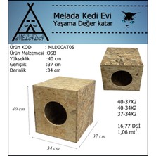 Melada Mobilya Kedi Evi Dış Ortam Uygun Ahşap Kedi Evi Osb 40x37x34 cm