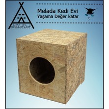 Melada Mobilya Kedi Evi Dış Ortam Uygun Ahşap Kedi Evi Osb 40x37x34 cm